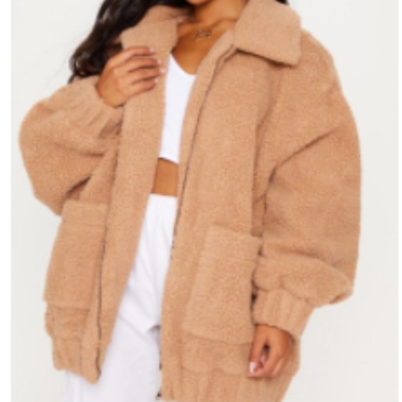 PrettyLittleThing Jackets & Blazers - PLT Camel Borg Jacket